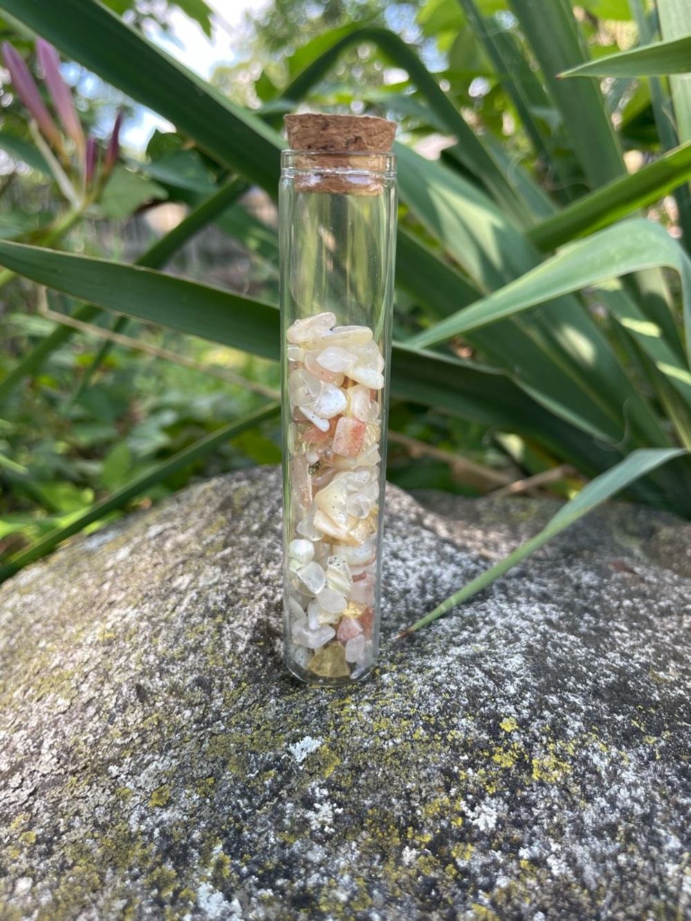 Glass Vial Filled with Polished Gem Chips